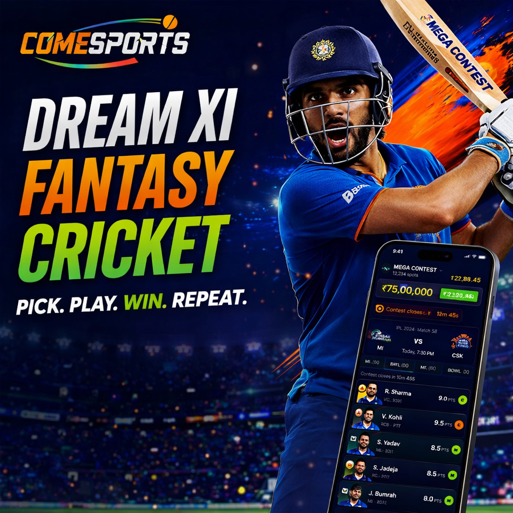 Cricket APK Download Dream XI fantasy cricket ad visual